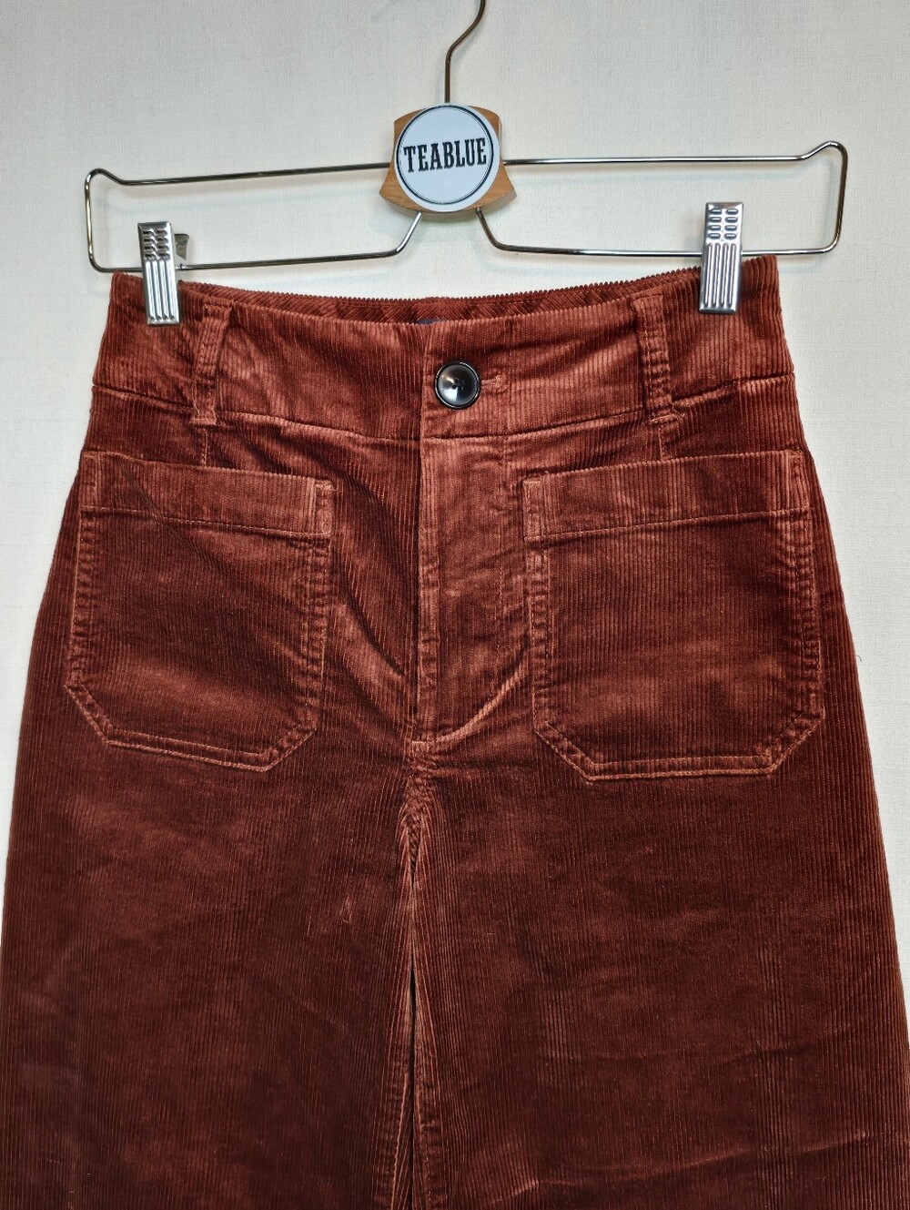 Maeve Colette Corduroy Crop Wide-Leg Pants 24 Copper Brown Rust Cinnamon - Picture 7 of 12